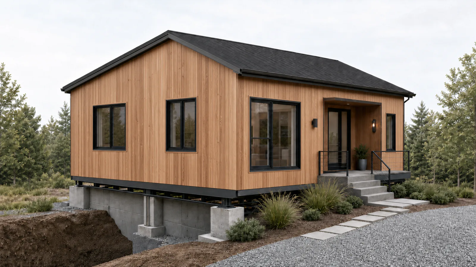 Illustrative Royal Line compact home design direction with cedar exterior