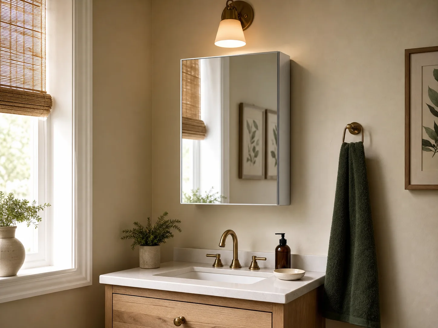 Illustrative surface-mounted medicine cabinet installation concept